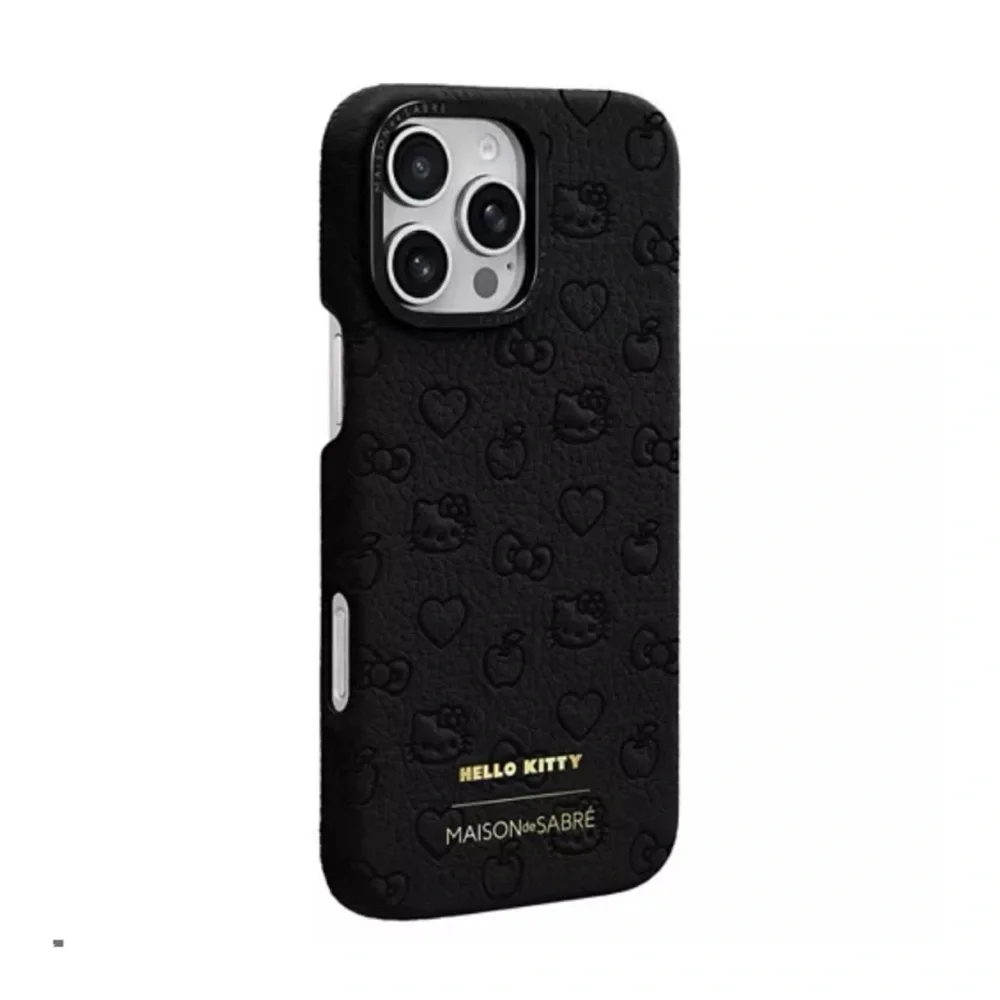 🆕 Maison de Sabré–Hello Kitty iPhone 16 Pro Case–Embossed Leather–Black Caviar